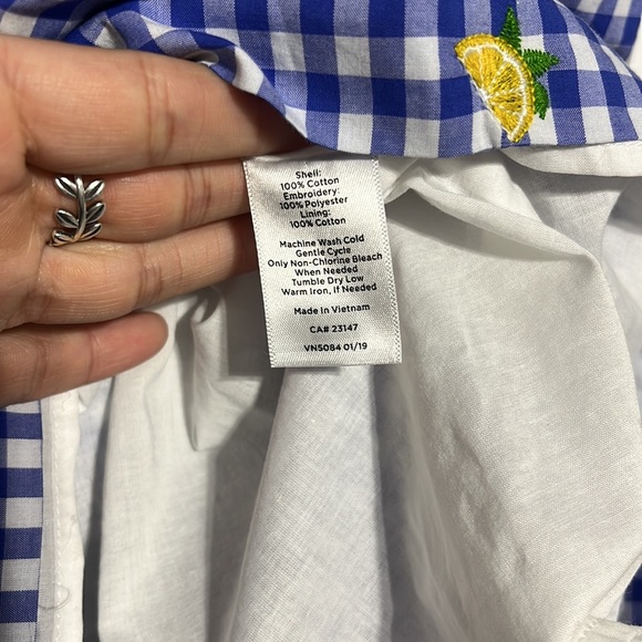 Talbots Lemons & Gingham Shift Dress Size 8 - Picture 8 of 11